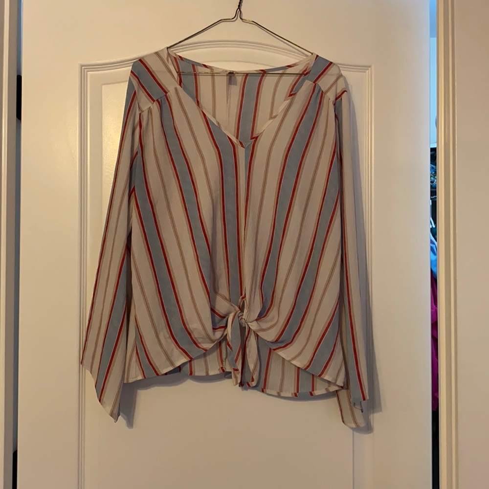 Multi Color Striped Bell Bottom Sleeve Top